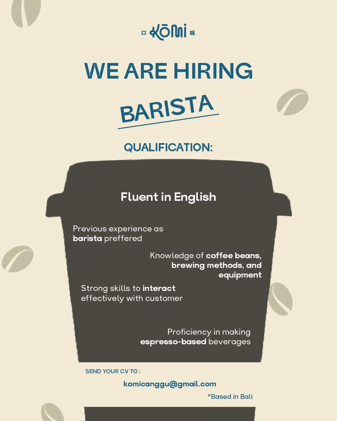 Lowongan Barista Kōmi Canggu