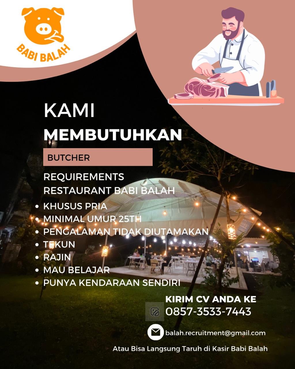 Lowongan Butcher Babi Balah