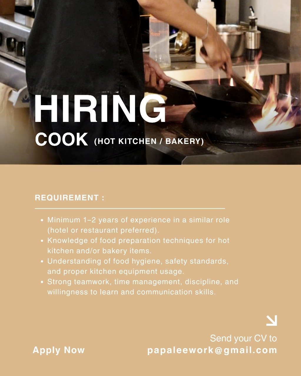 Lowongan Pekerjaan Server, Head Bar, Cost Control, & Cook Bali