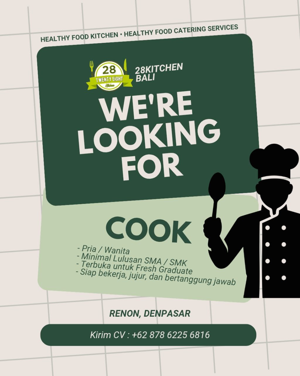 Lowongan Pekerjaan Cook di 28KITCHEN BALI Denpasar