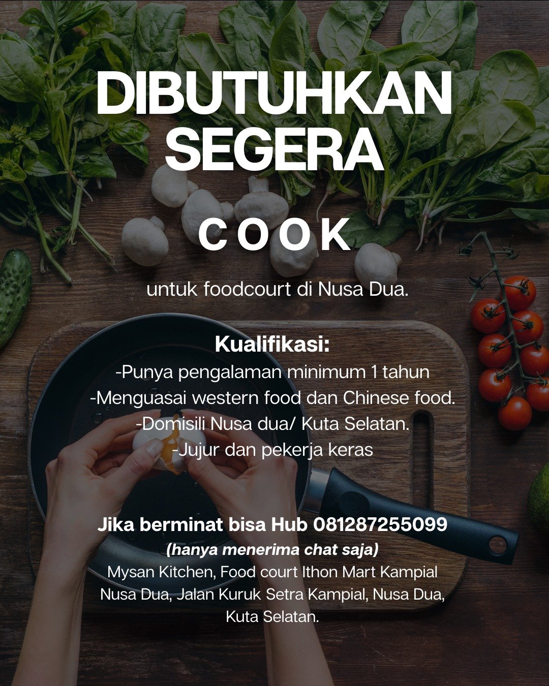 Lowongan Cook Mysan Kitchen Nusa Dua