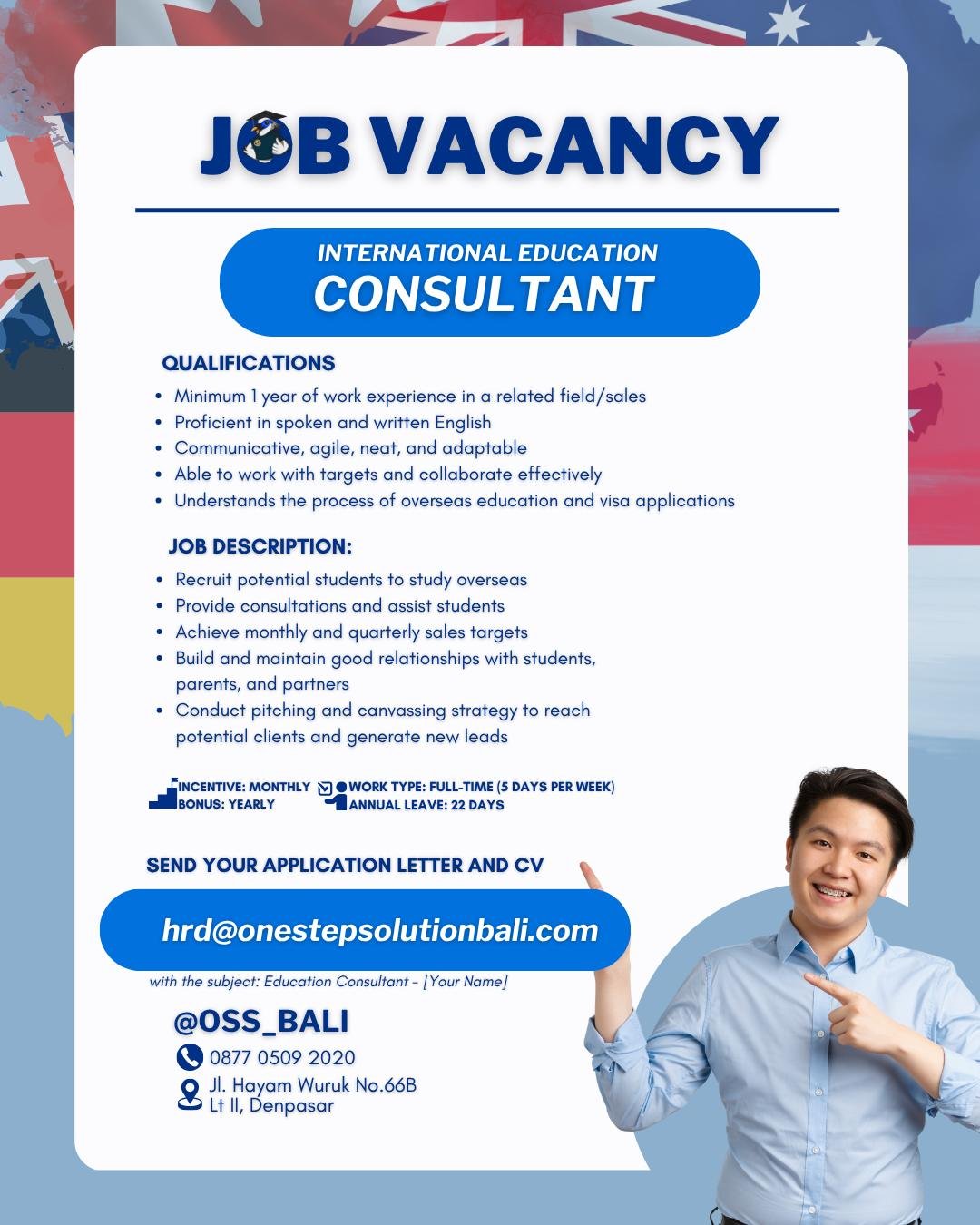 Lowongan International Education Consultant OSS Bali Denpasar