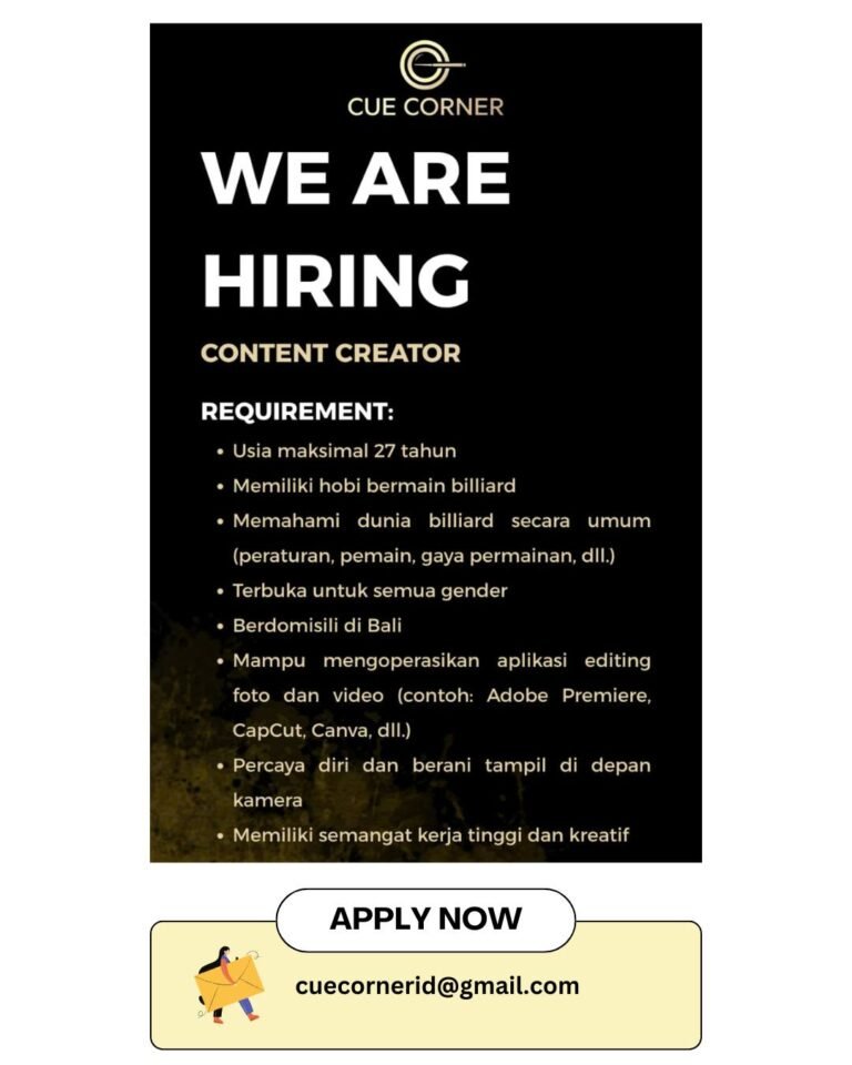 Lowongan Pekerjaan Content Creator & Admin di CUE CORNER Bali