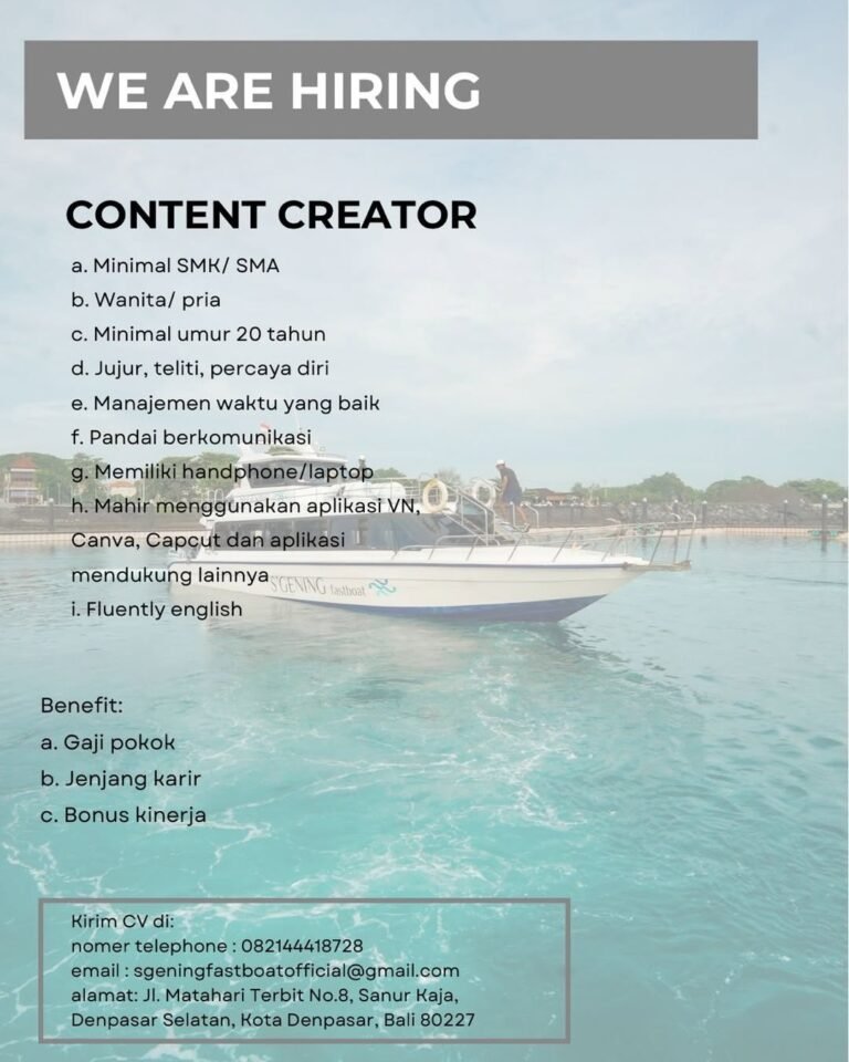 Lowongan Pekerjaan Content Creator di Gening Denpasar