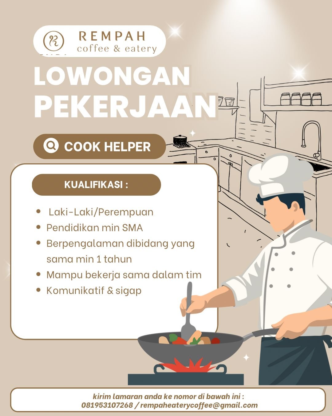 Lowongan Cook Helper Rempah Coffee & Eatery
