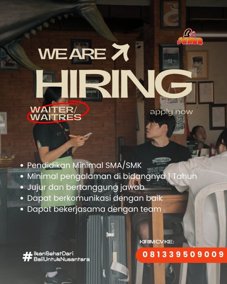 Lowongan Waiter Steward & Cook Bo Sanur