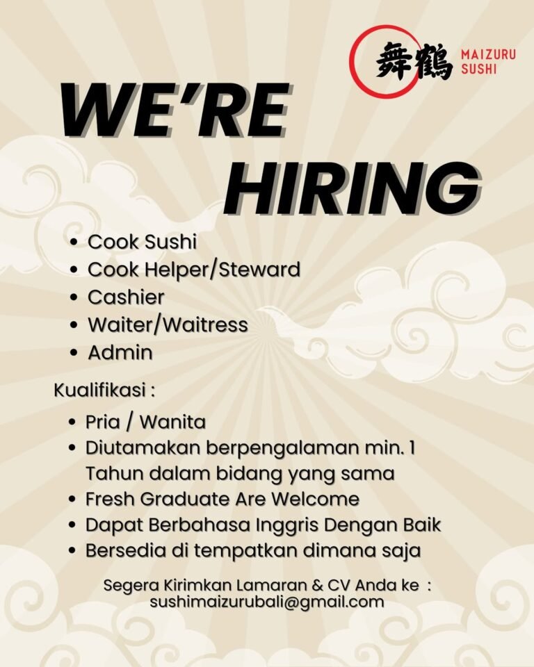 Lowongan Kerja Maizuru Sushi (Multi Posisi) Bali