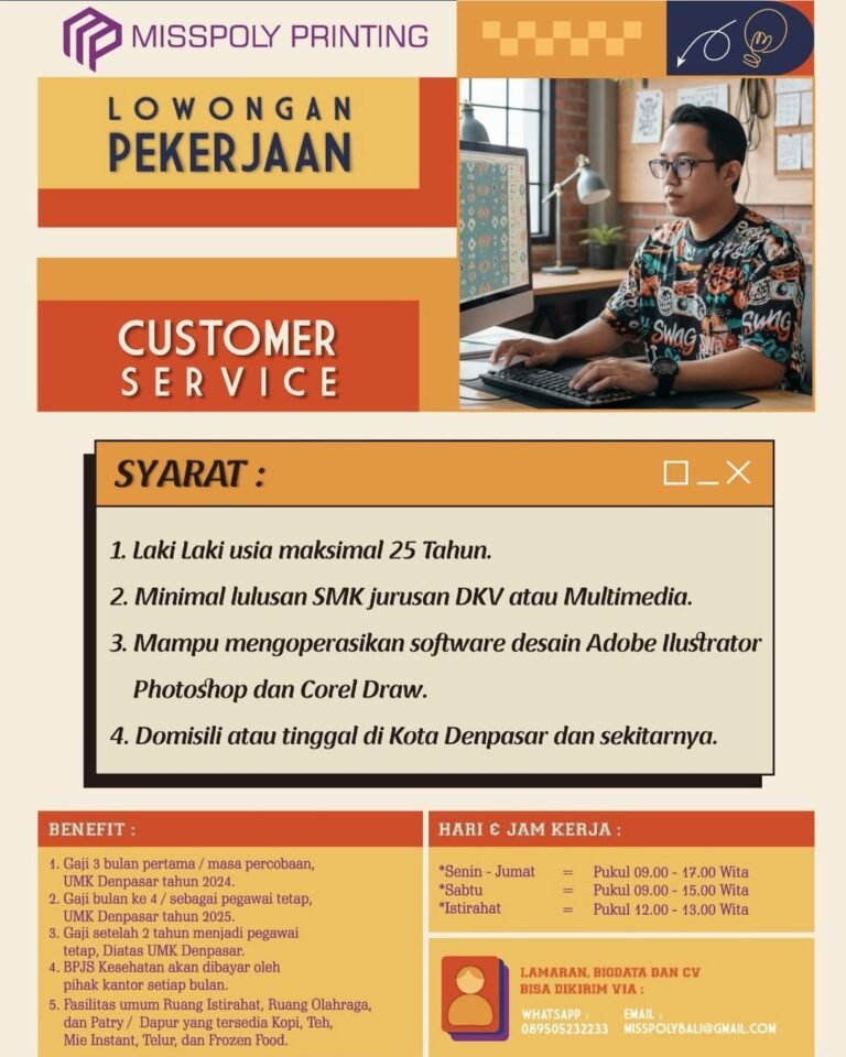 Lowongan Customer Service Misspoly Printing Denpasar
