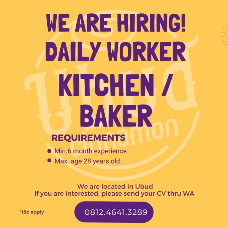 Lowongan DW Kitchen/Baker Ubud
