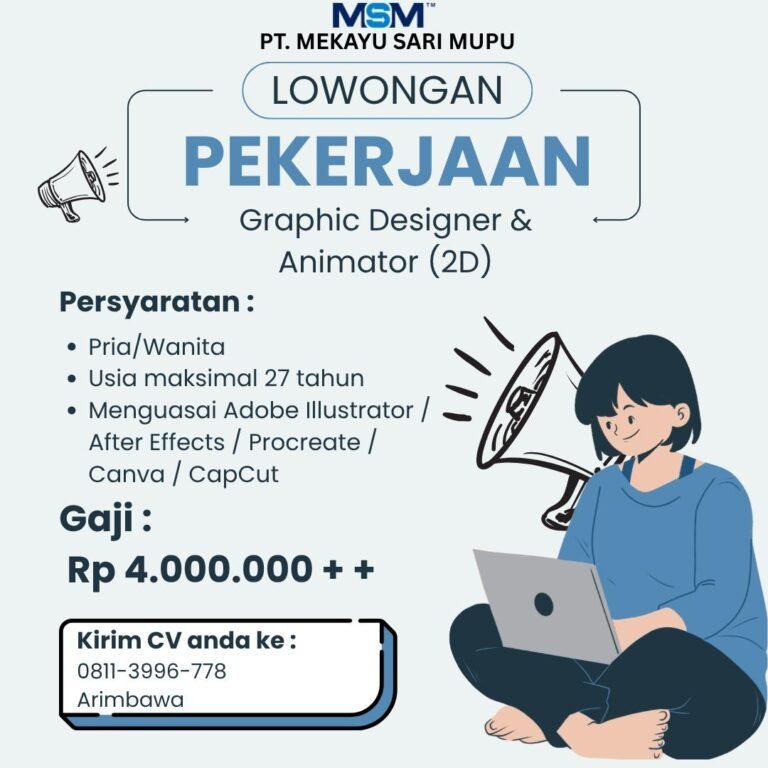 Lowongan Graphic Designer & Animator PT Mekayu Sari Mupu