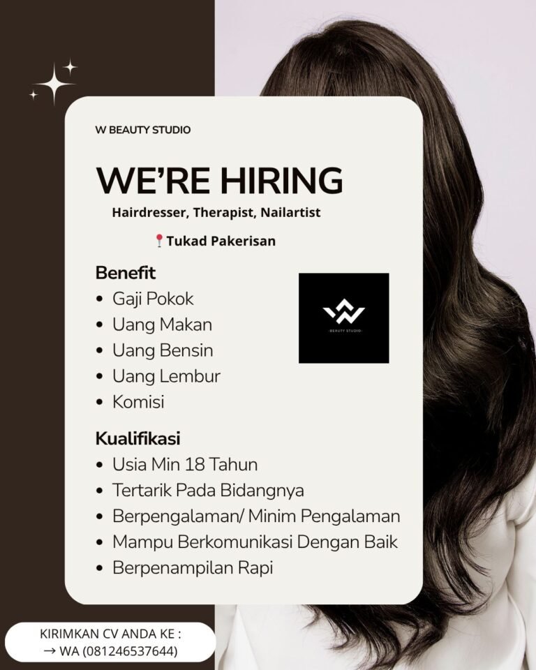 Lowongan Hairdresser, Therapist, & Nailartist W Beauty Studio