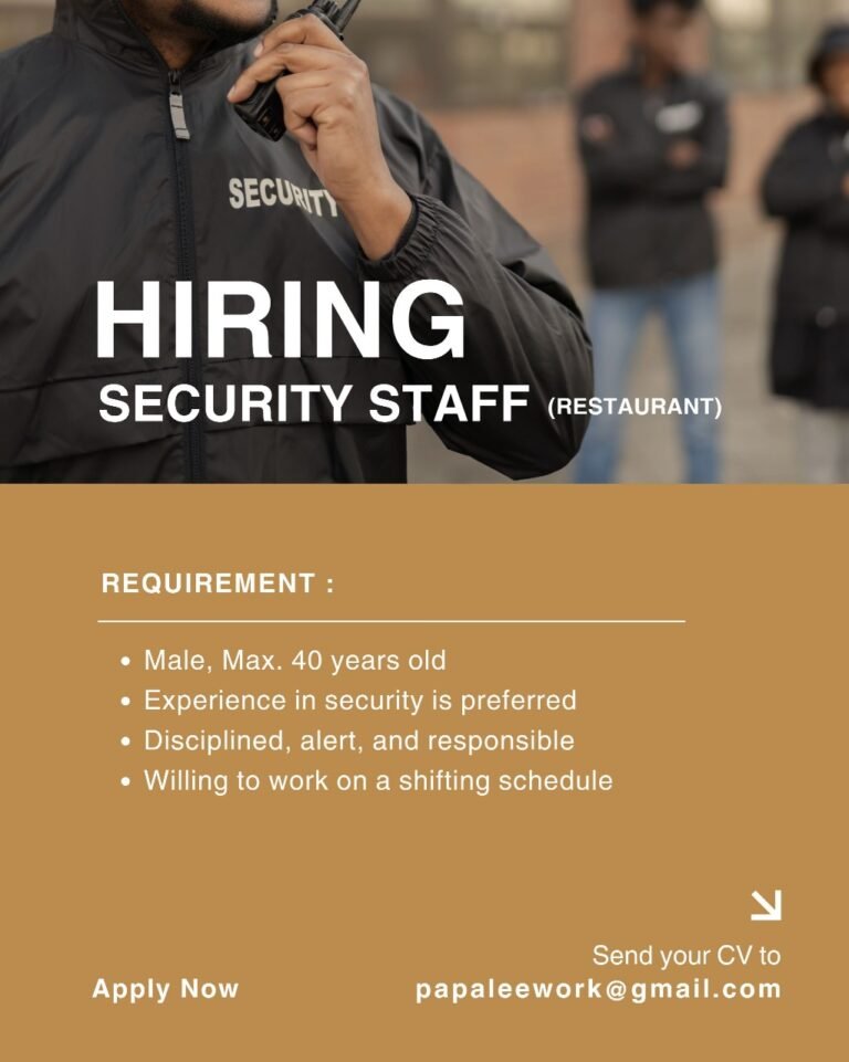 Lowongan Security Staff & Head Bar (Restaurant)
