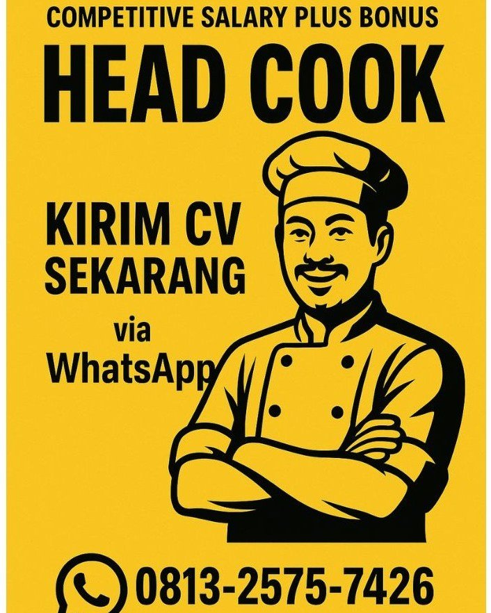 Lowongan Head Cook Competitive Salary