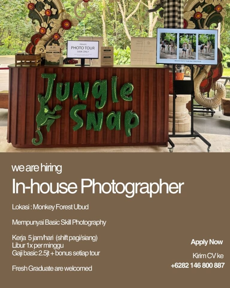 Lowongan In-house Photographer Jungle Snap Ubud