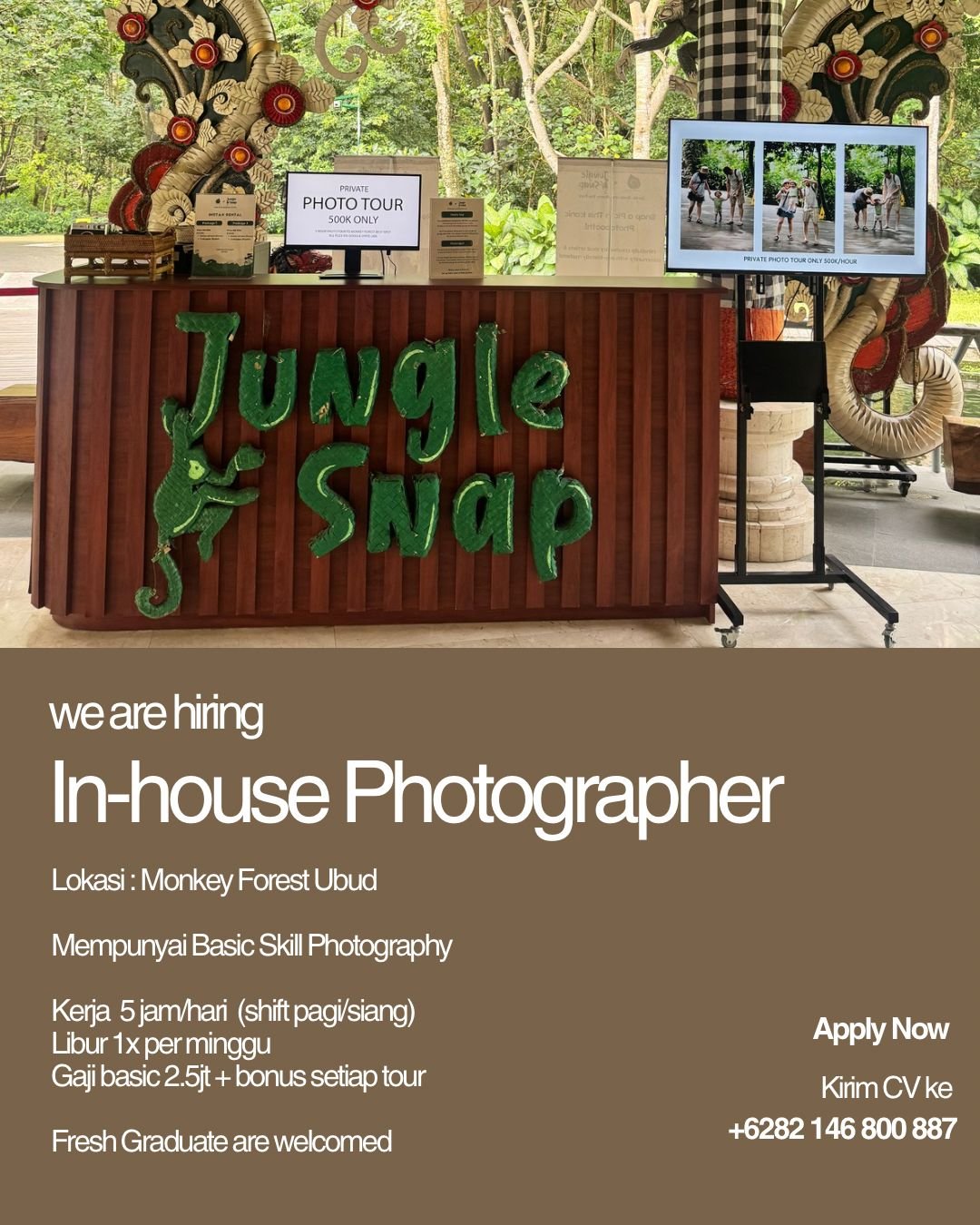 Lowongan In-house Photographer Jungle Snap Ubud
