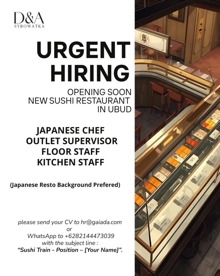 Lowongan Japanese Chef & Staff D&A Syrowatka Ubud