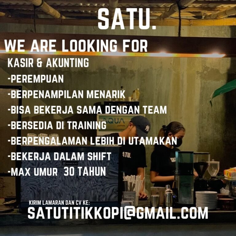 Lowongan Kasir & Akunting Satu Titik Kopi
