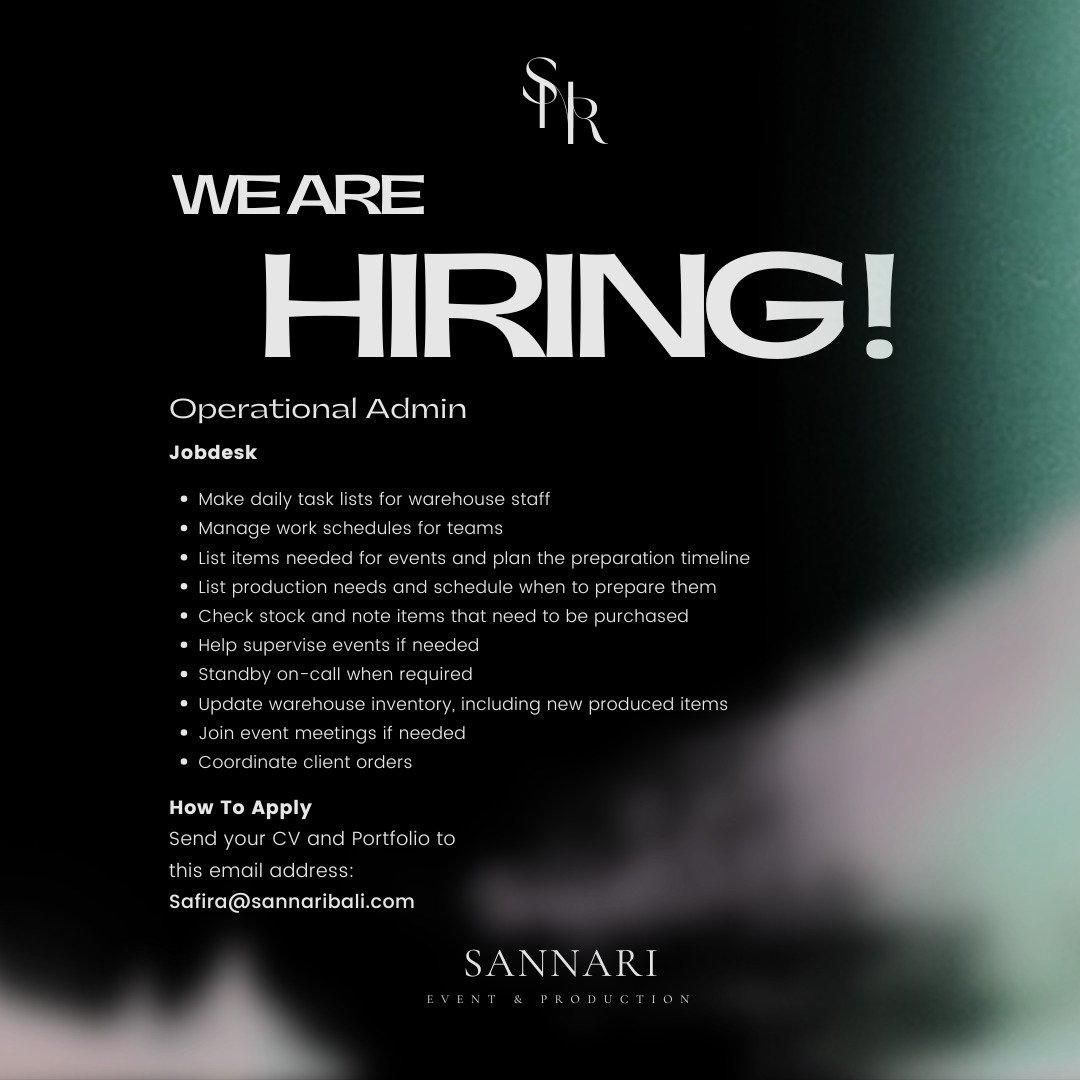 Lowongan Pekerjaan Operational Admin di SANNARI Bali