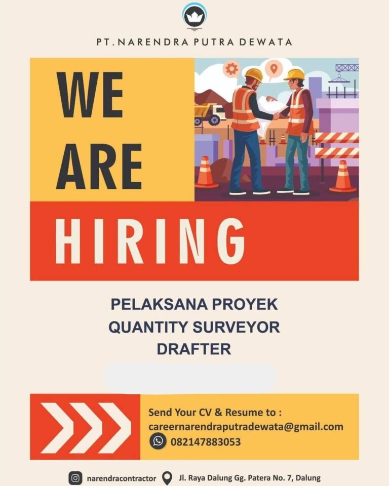 Lowongan Pelaksana Proyek QS & Drafter