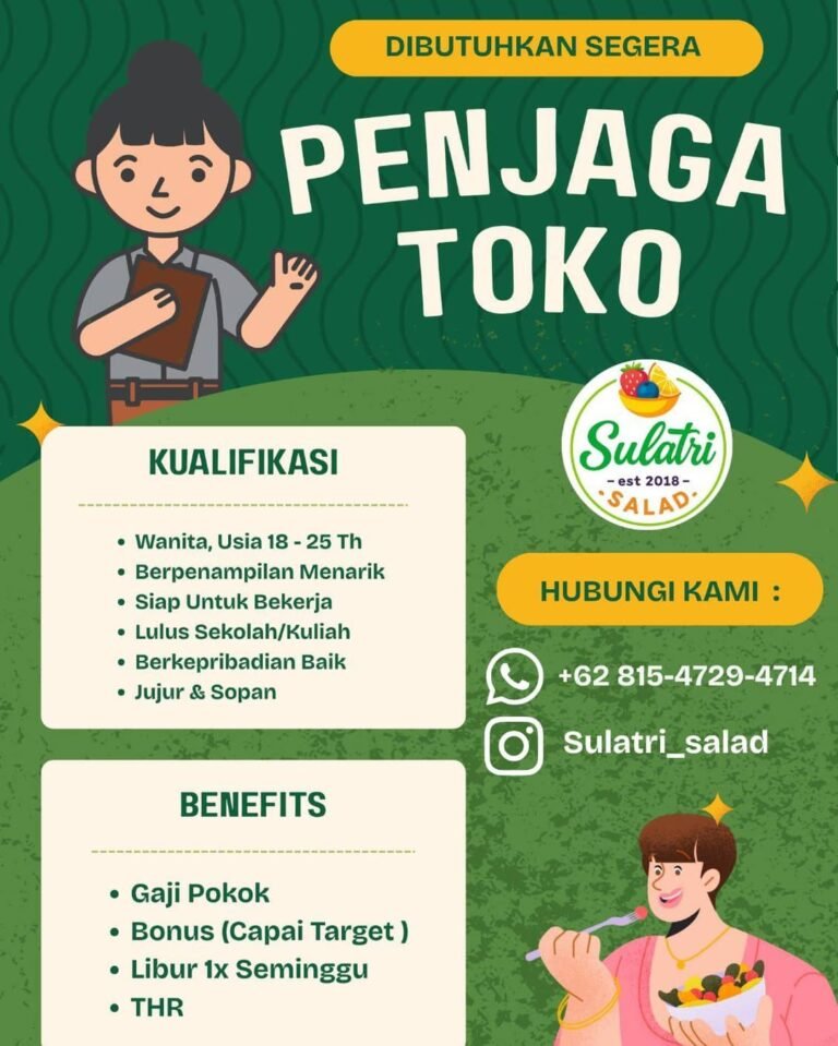 Lowongan Penjaga Toko Sulatri Salad