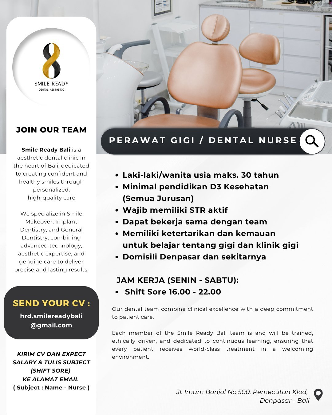 Lowongan Perawat Gigi Smile Ready Dental Denpasar