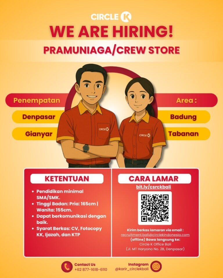 Lowongan Pramuniaga & Area Maintenance Staff Circle K Bali