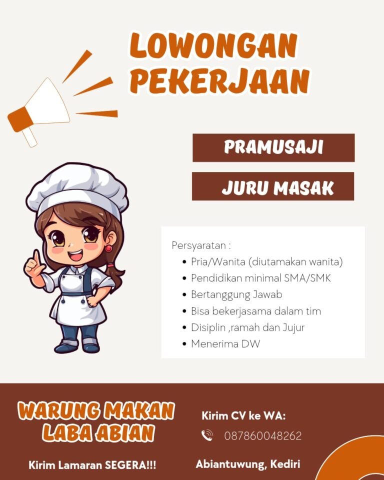 Lowongan Pramusaji & Juru Masak Warung Laba Abian Kediri