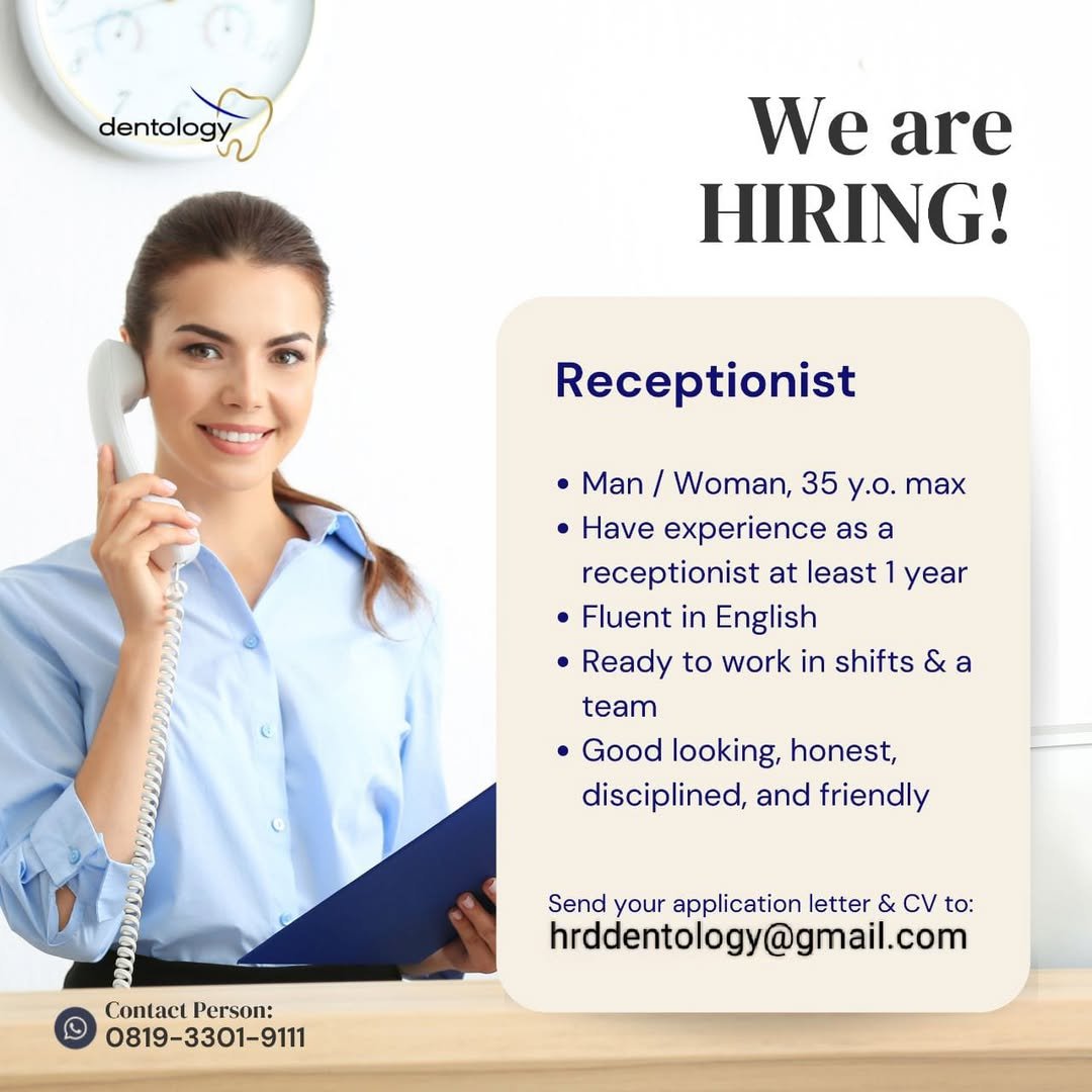 Lowongan Receptionist Dentology