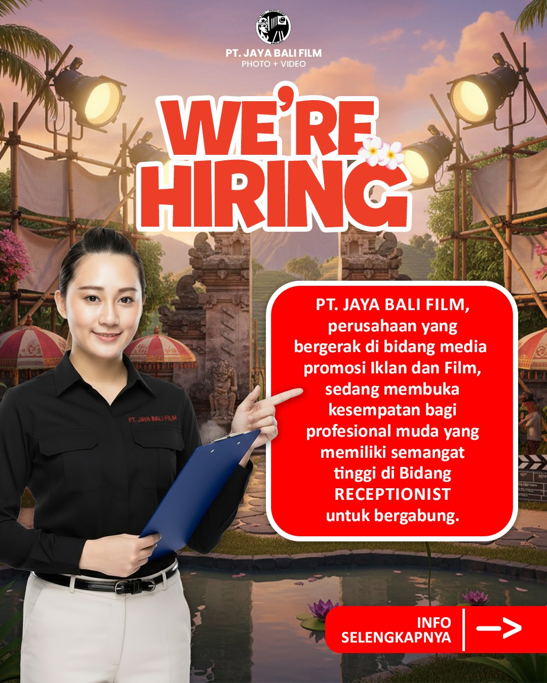 Lowongan Receptionist Jaya Bali Film Denpasar