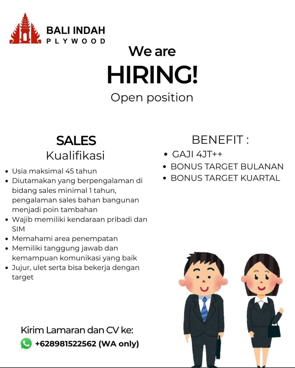 Lowongan Pekerjaan Sales - Bali Indah Plywood