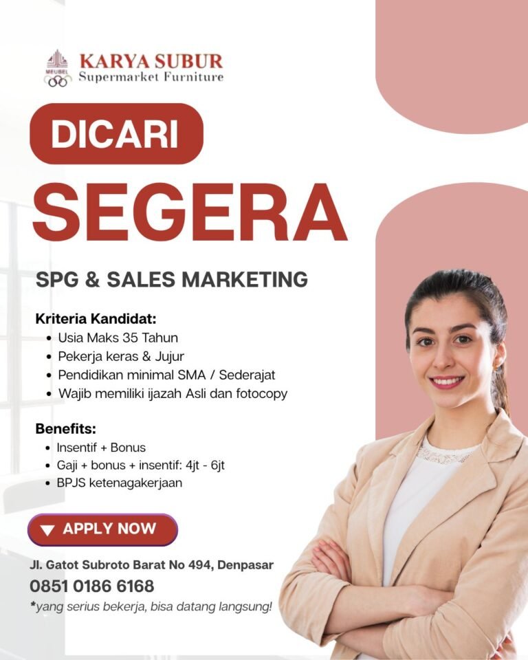 Lowongan SPG & Sales Marketing Karya Subur Denpasar