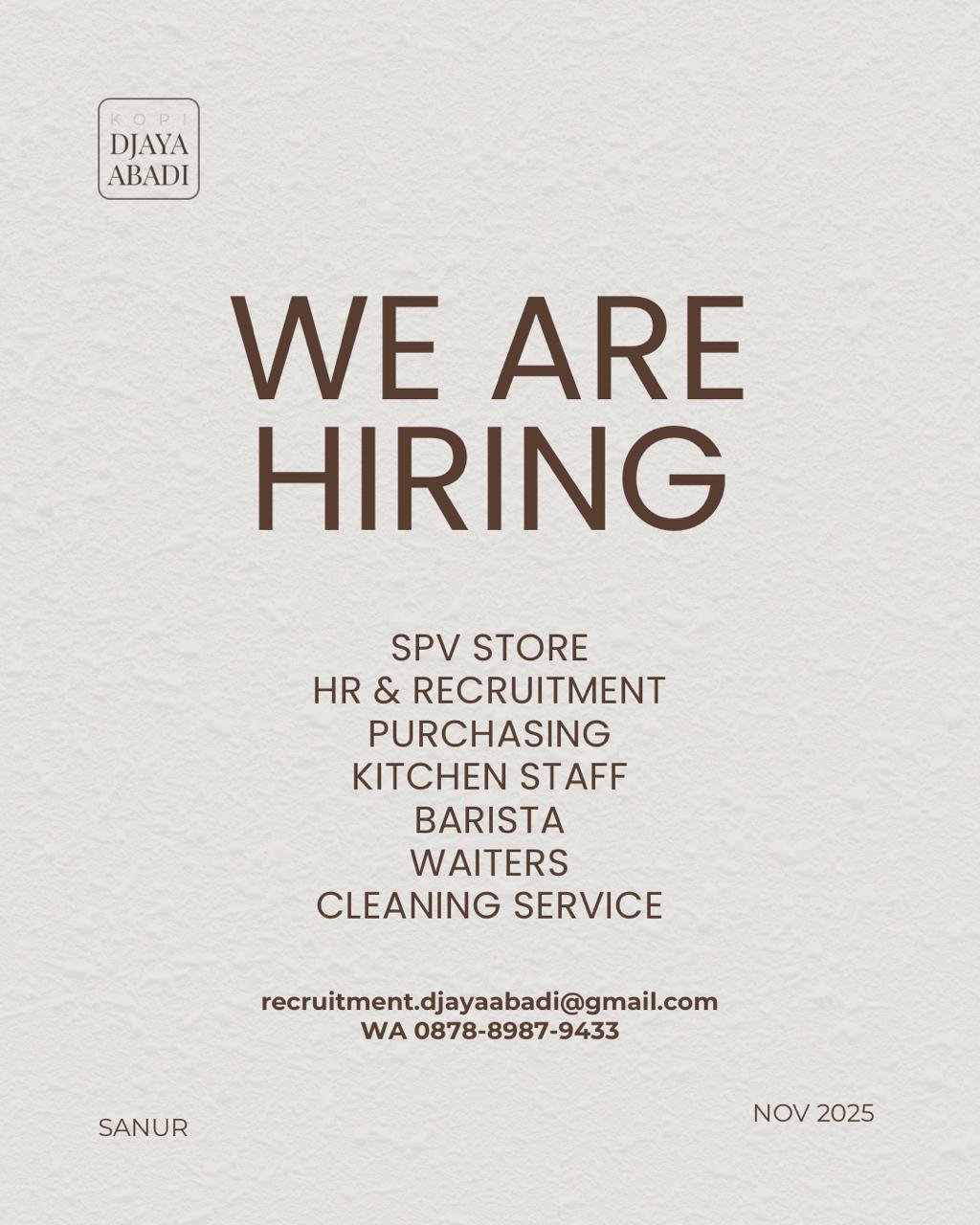 Lowongan Pekerjaan OP Djaya Abadi Sanu