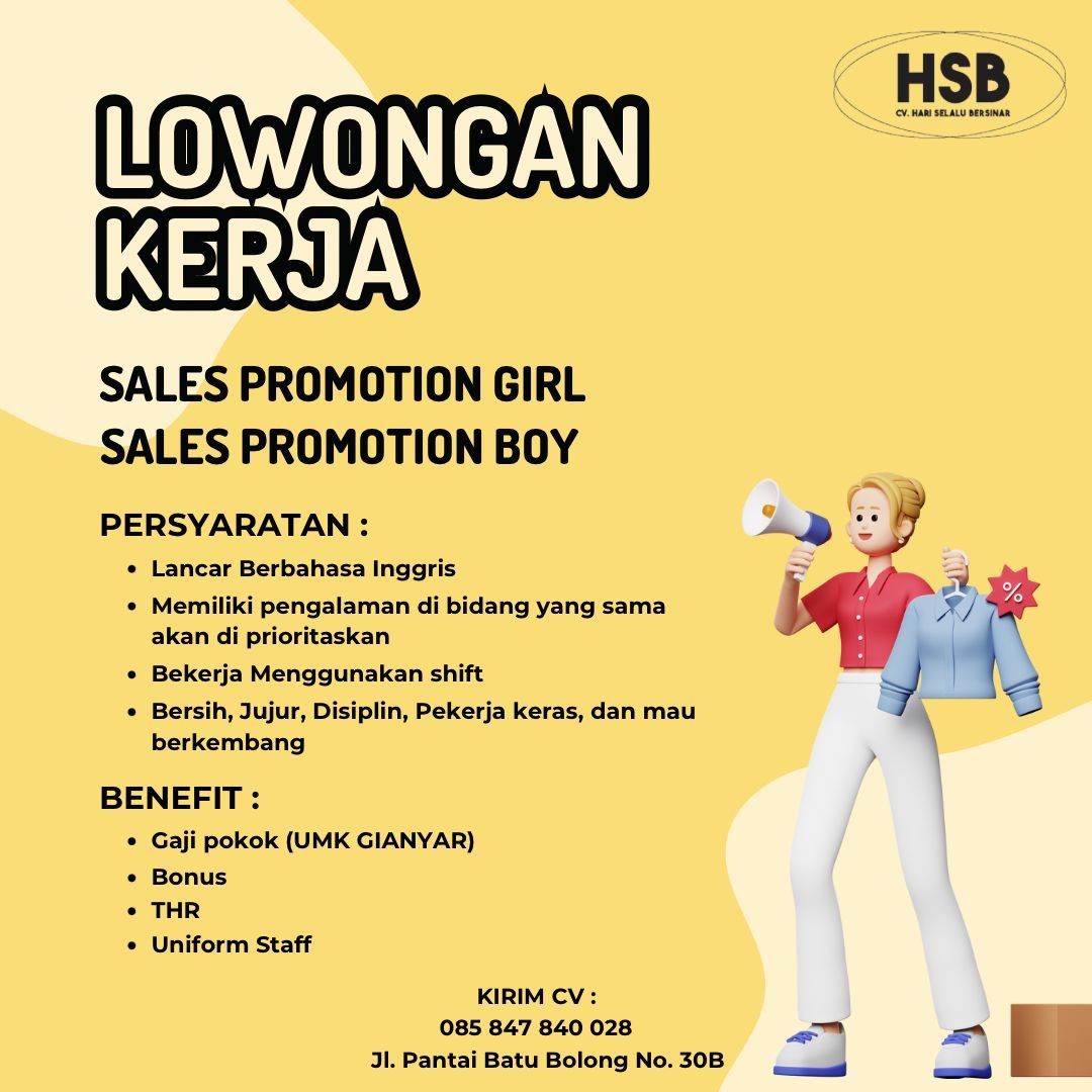 Lowongan SPG & SPB (HSB) - Batu Bolong