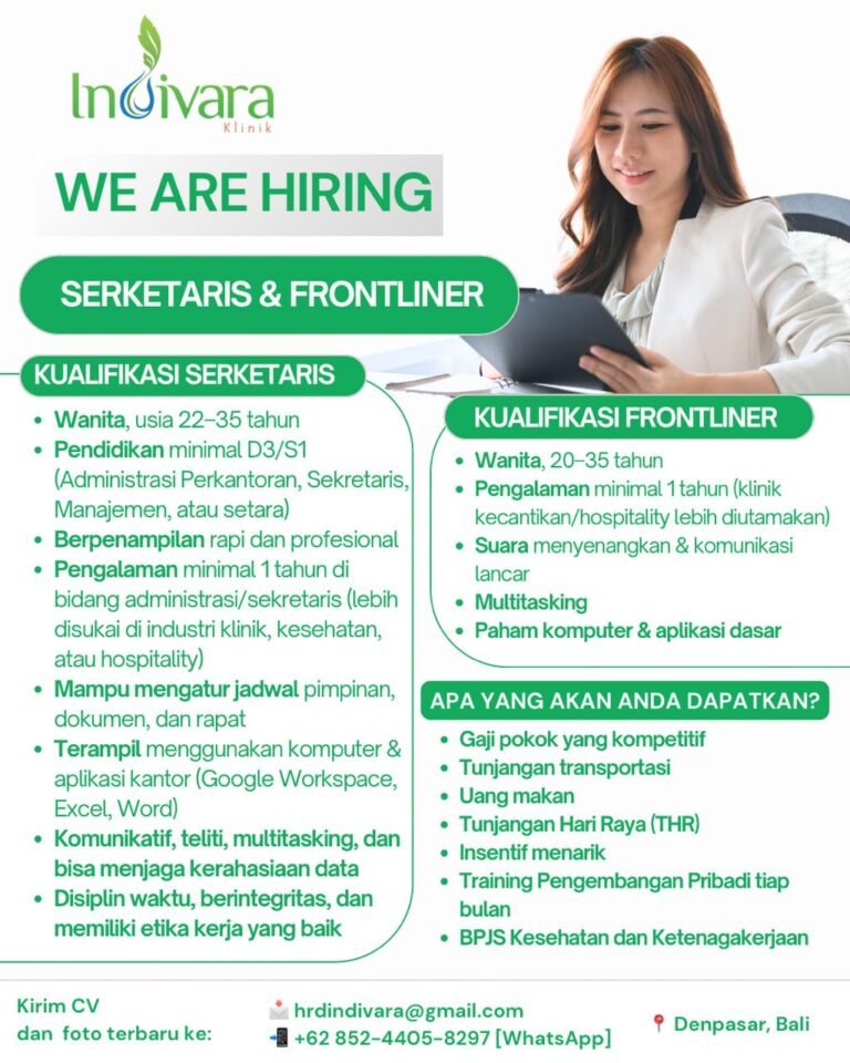 Lowongan Pekerjaan Sekretaris & Frontliner Denpasar