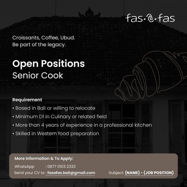 Lowongan Senior Cook Fas.a.Fas Ubud