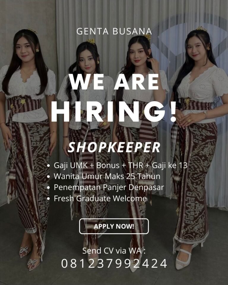 Lowongan Shopkeeper Genta Busana Panjer