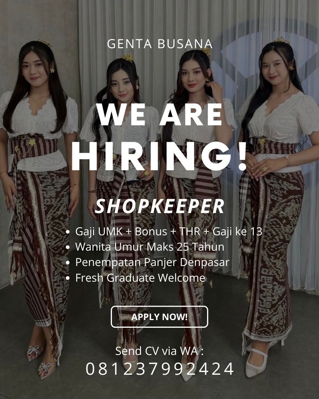 Lowongan Shopkeeper Genta Busana Panjer