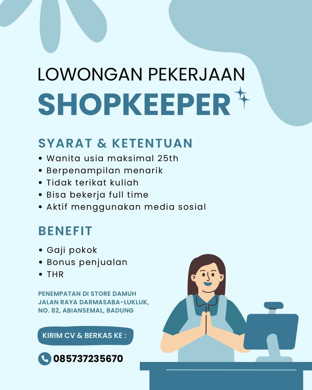 Lowongan Pekerjaan Shopkeeper - Store Damuh (Darmasaba, Badung)