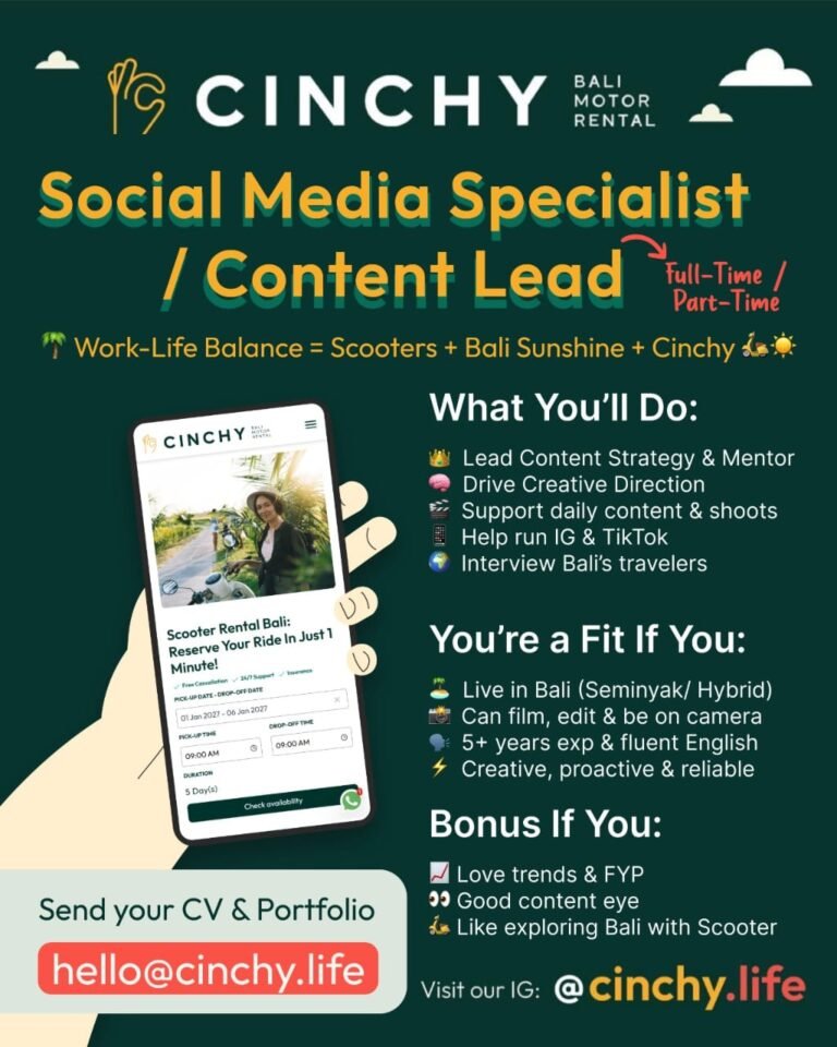 Lowongan Social Media Specialist Cinchy Bali