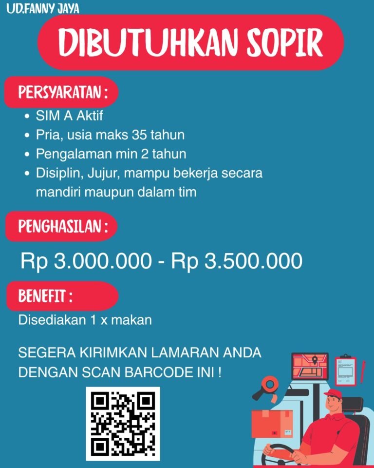 Lowongan Pekerjaan Sopir di UD. Fanny Jaya Bali