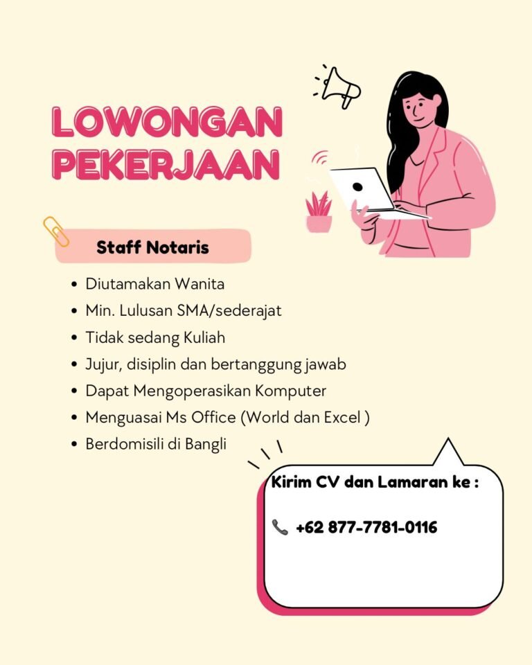 Lowongan Pekerjaan Staff Notaris - Bangli