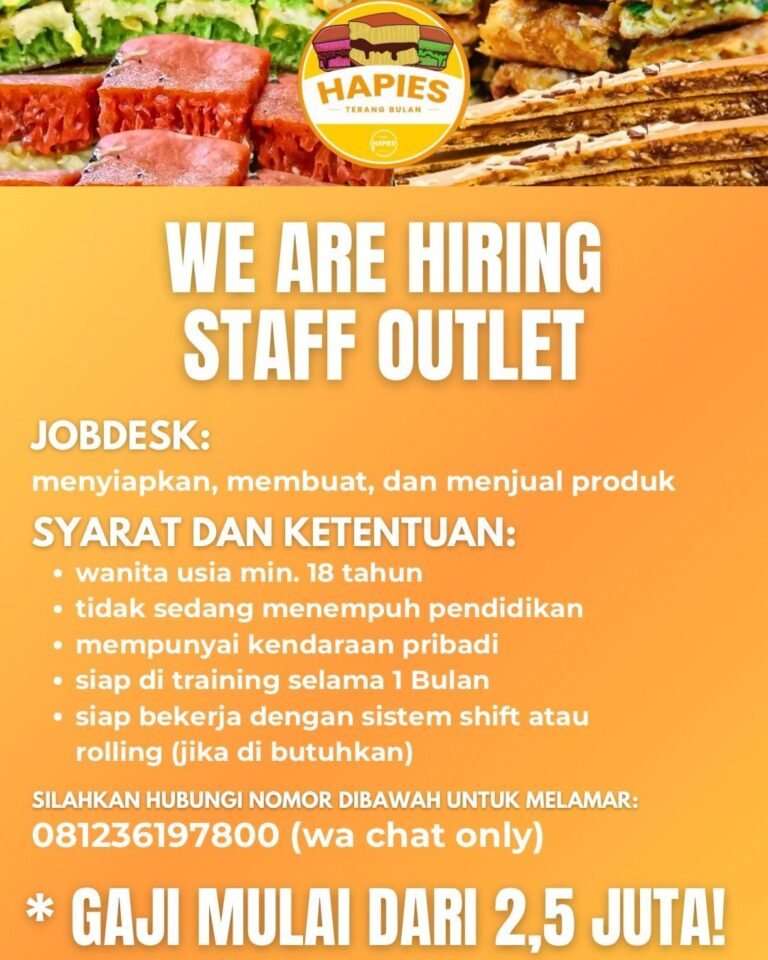 Lowongan Staff Outlet Hapies Terang Bular