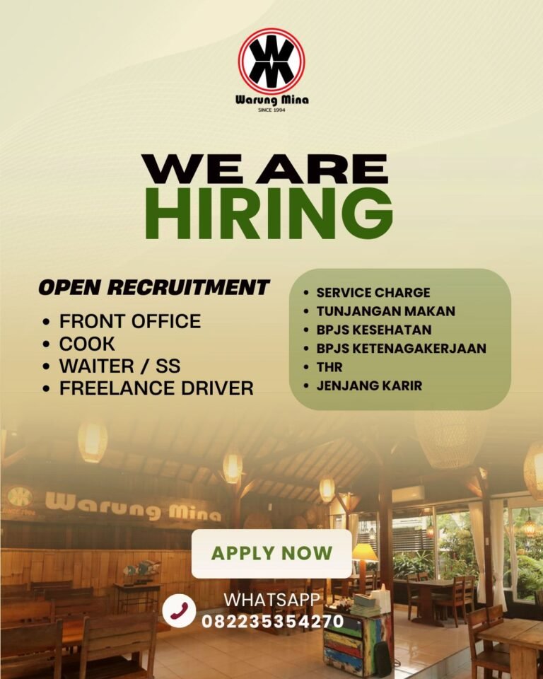 Lowongan Front Office Cook Waiter & Driver Warung Mina