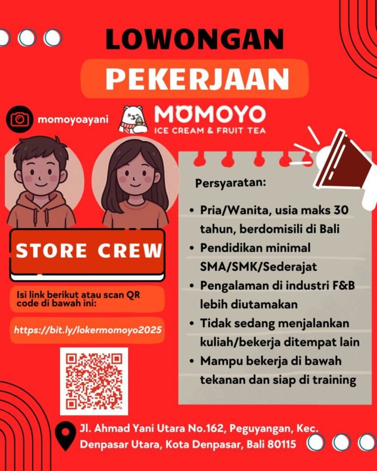 Lowongan Pekerjaan Store Crew di MOMOYO Denpasar