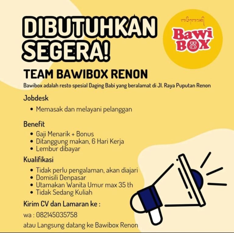 Lowongan Team Bawibox Renon