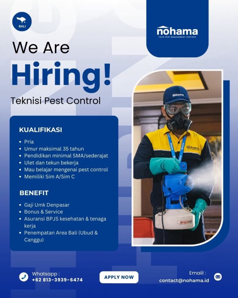 Lowongan Pekerjaan Teknisi Pest Control di Noham Bali