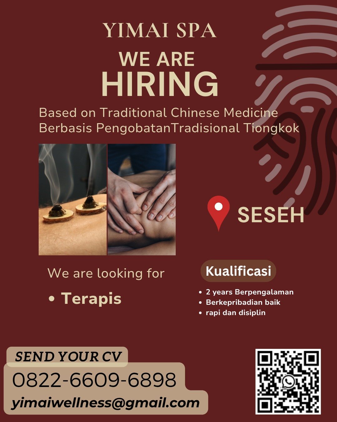 Lowongan Pekerjaan Terapis di Yimai Spa Seseh