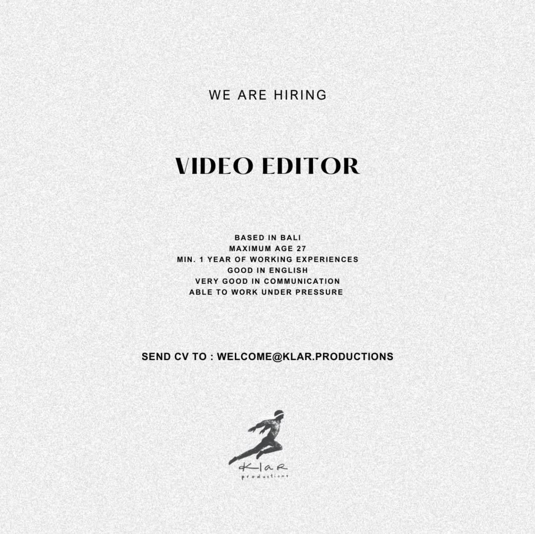 Lowongan Pekerjaan Video Editor - Klar Productions (Bali)
