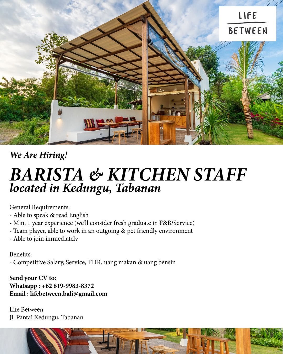 Lowongan Barista & Kitchen Staff Life Between Keungu