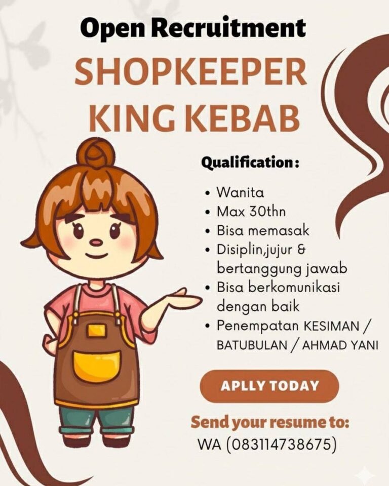 Lowongan Pekerjaan Shopkeeper di King Kebab Bali